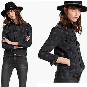 Lucky Brand The Tomboy Trucker Black Denim Jacket Cowgirl Western Size Small